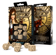Steampunk Clockwork kauliukų rinkinys smėlio ir rudos spalvos - OBUOLYS