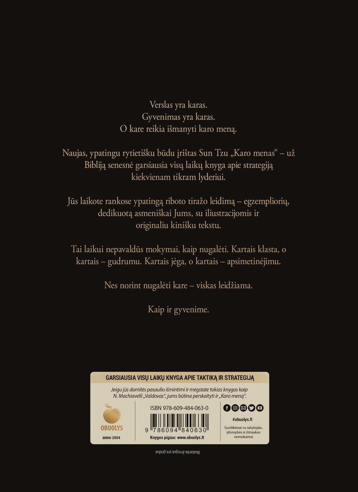Sun Tzu KARO MENAS (Knygos su defektais) - OBUOLYS