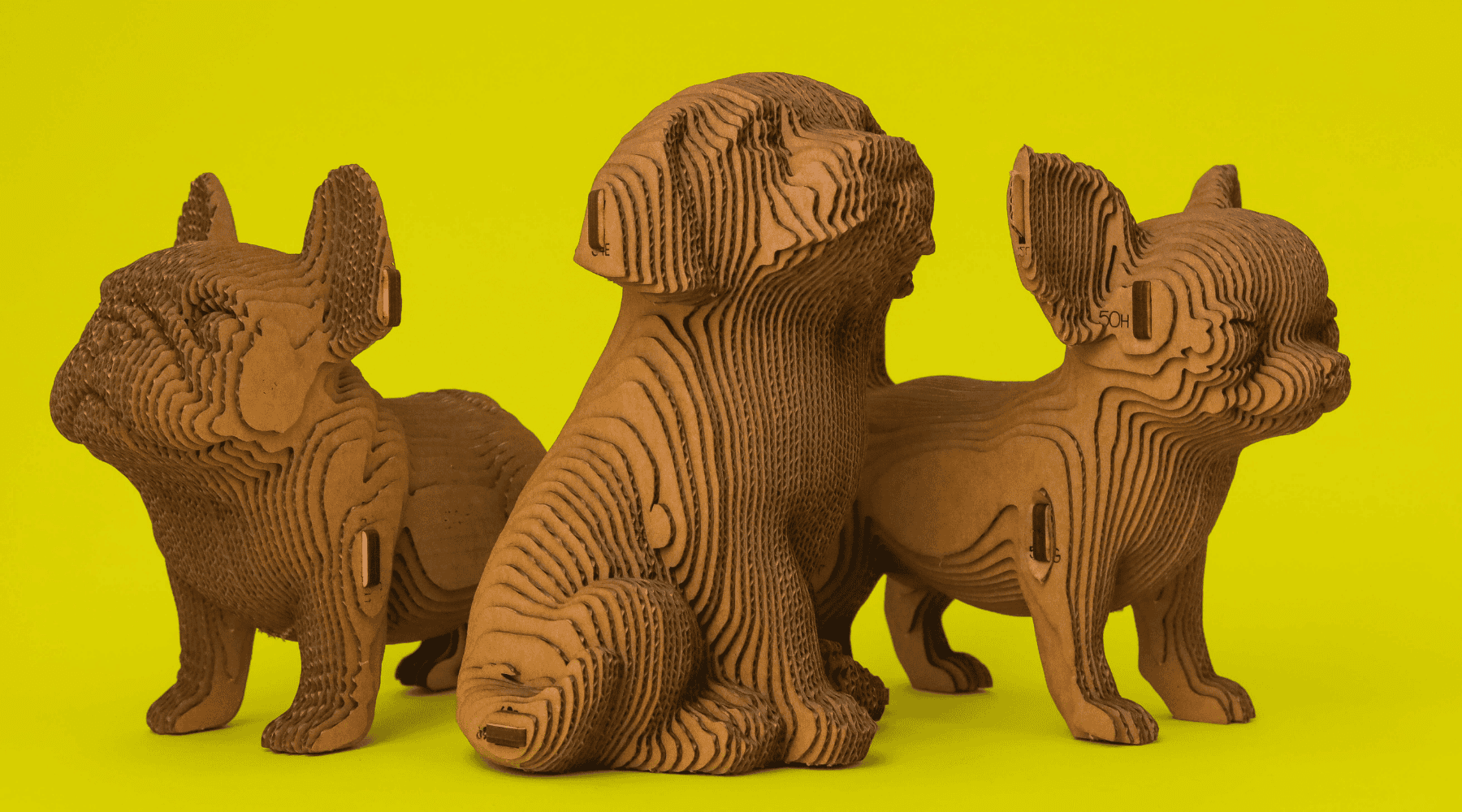 ŠUNIUKŲ TRIO: surenkama 3D dėlionė - skulptūra - OBUOLYS