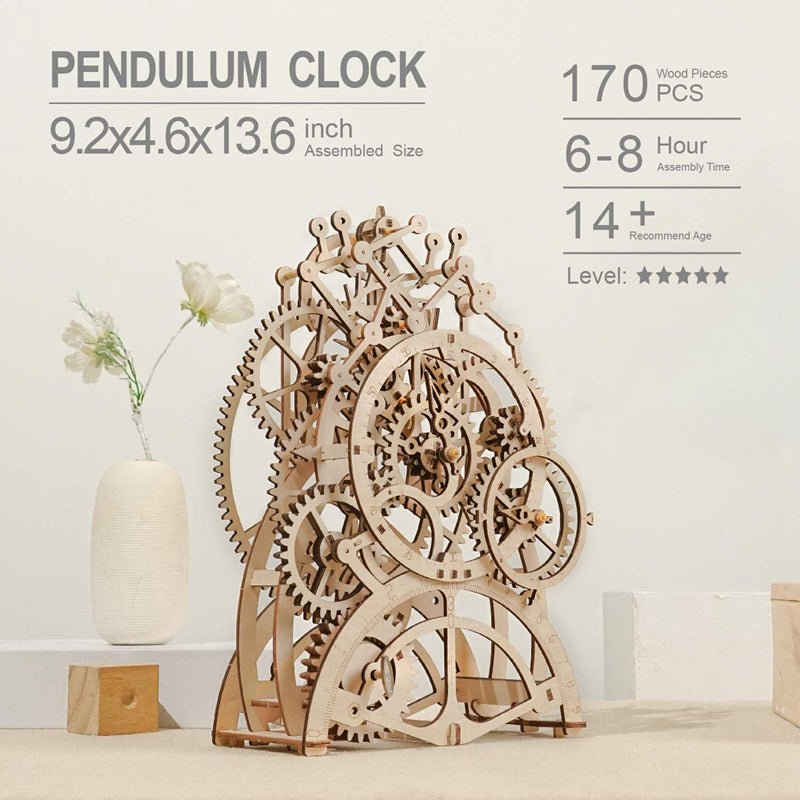 ŠVYTUOKLINIS LAIKRODIS: 3D medinė dėlionė mechanikos entuziastams - OBUOLYS