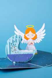 TESAUGO TAVE ANGELAS: išskirtinio grožio 3D pop - up atvirukas (melsvas) + vokas - OBUOLYS