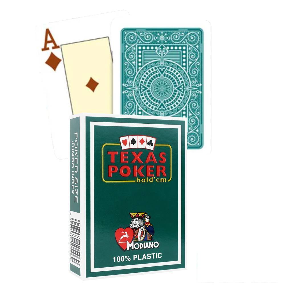 Texas Poker Hold Em žaidimo kortos (tamsiai žalios) Modiano - OBUOLYS