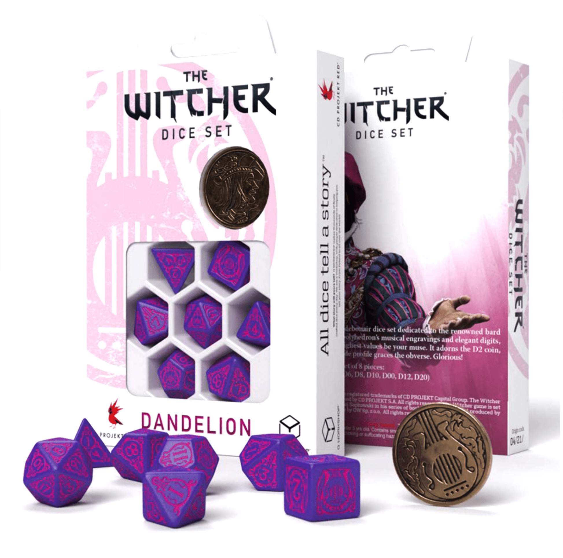 The Witcher Dandelion kauliukų rinkinys violetinės ir rožinės sp - OBUOLYS