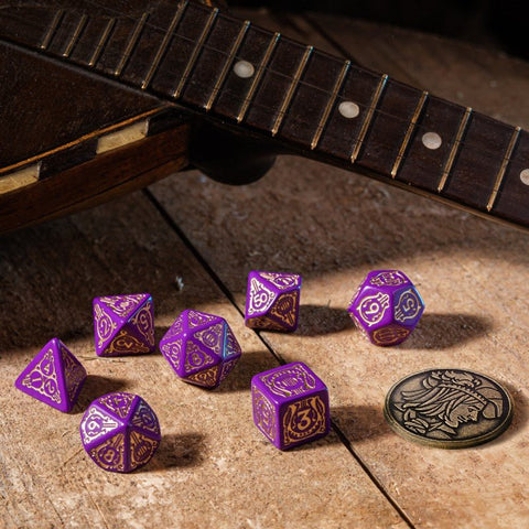 The Witcher Dandelion Viscount de Lettenhove kauliukų rinkinys violetinės ir auksinės sp - OBUOLYS