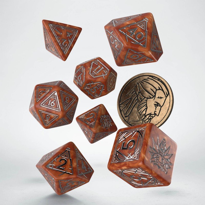 The Witcher Geralt kauliukų rinkinys karamelinės ir sidabrinės sp - OBUOLYS