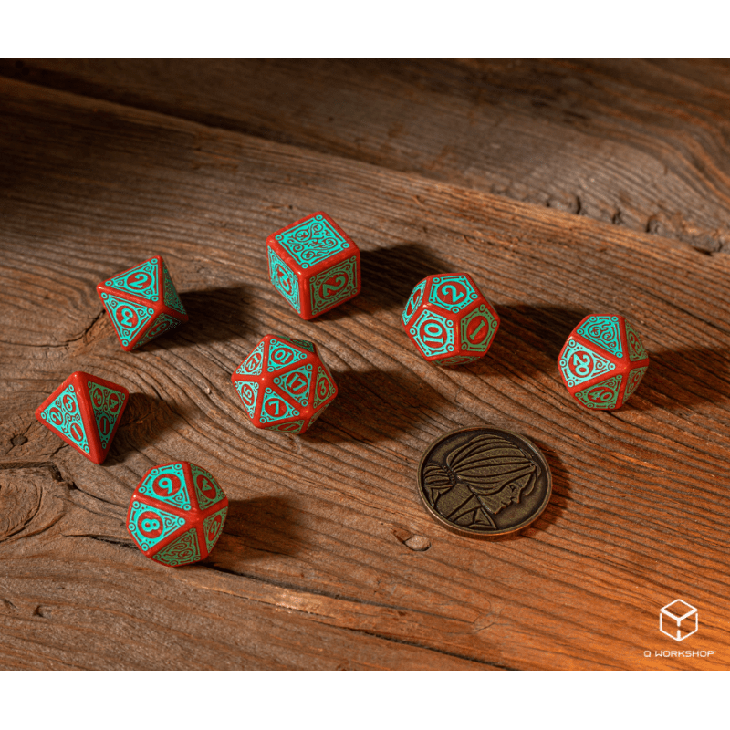 The Witcher Triss kauliukų rinkinys raudonos ir turkio sp - OBUOLYS