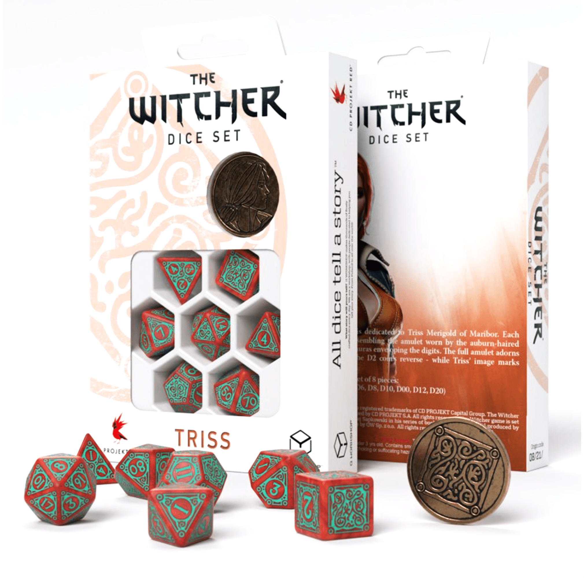 The Witcher Triss kauliukų rinkinys raudonos ir turkio sp - OBUOLYS