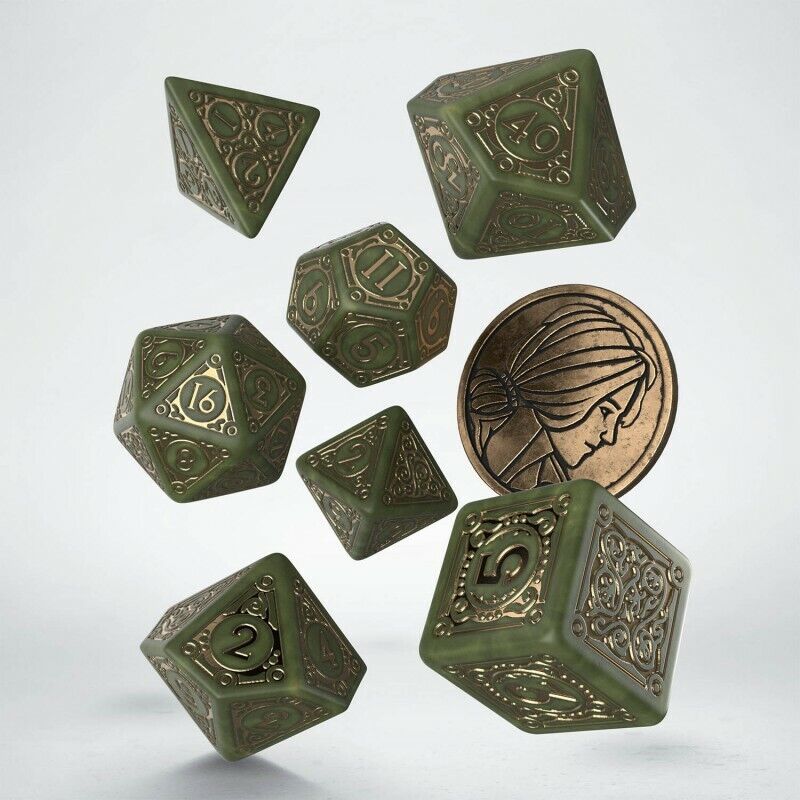 The Witcher Triss kauliukų rinkinys žalios ir auksinės sp Q workshop - OBUOLYS