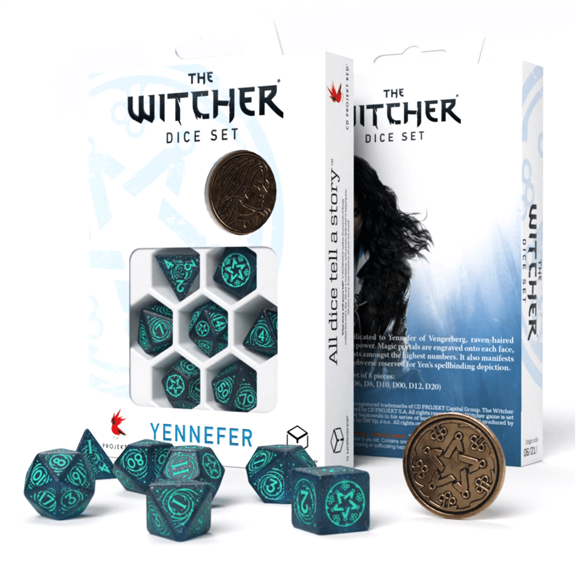 The Witcher Yennefer kauliukų rinkinys tamsiai mėlynos ir turkio spalvos - OBUOLYS