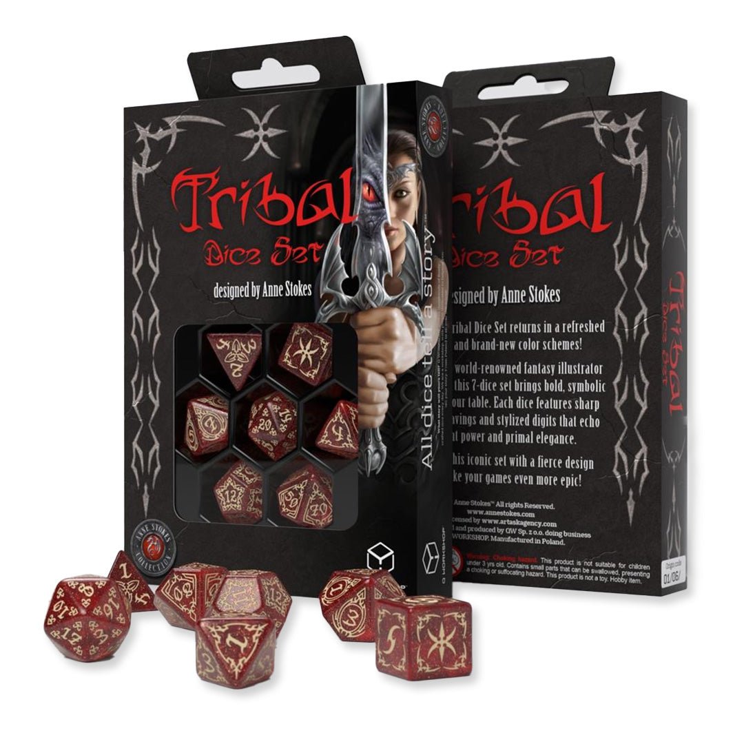 Tribal kauliukų rinkinys Shimmering red & Beige Q - WORKSHOP - OBUOLYS