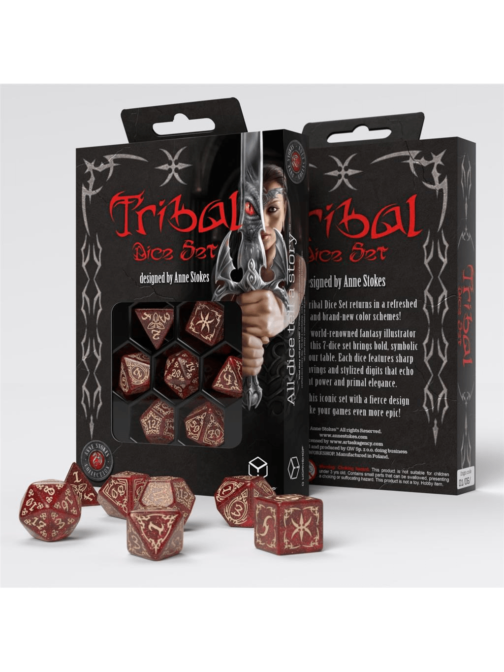Tribal kauliukų rinkinys Shimmering red & Beige Q - WORKSHOP - OBUOLYS