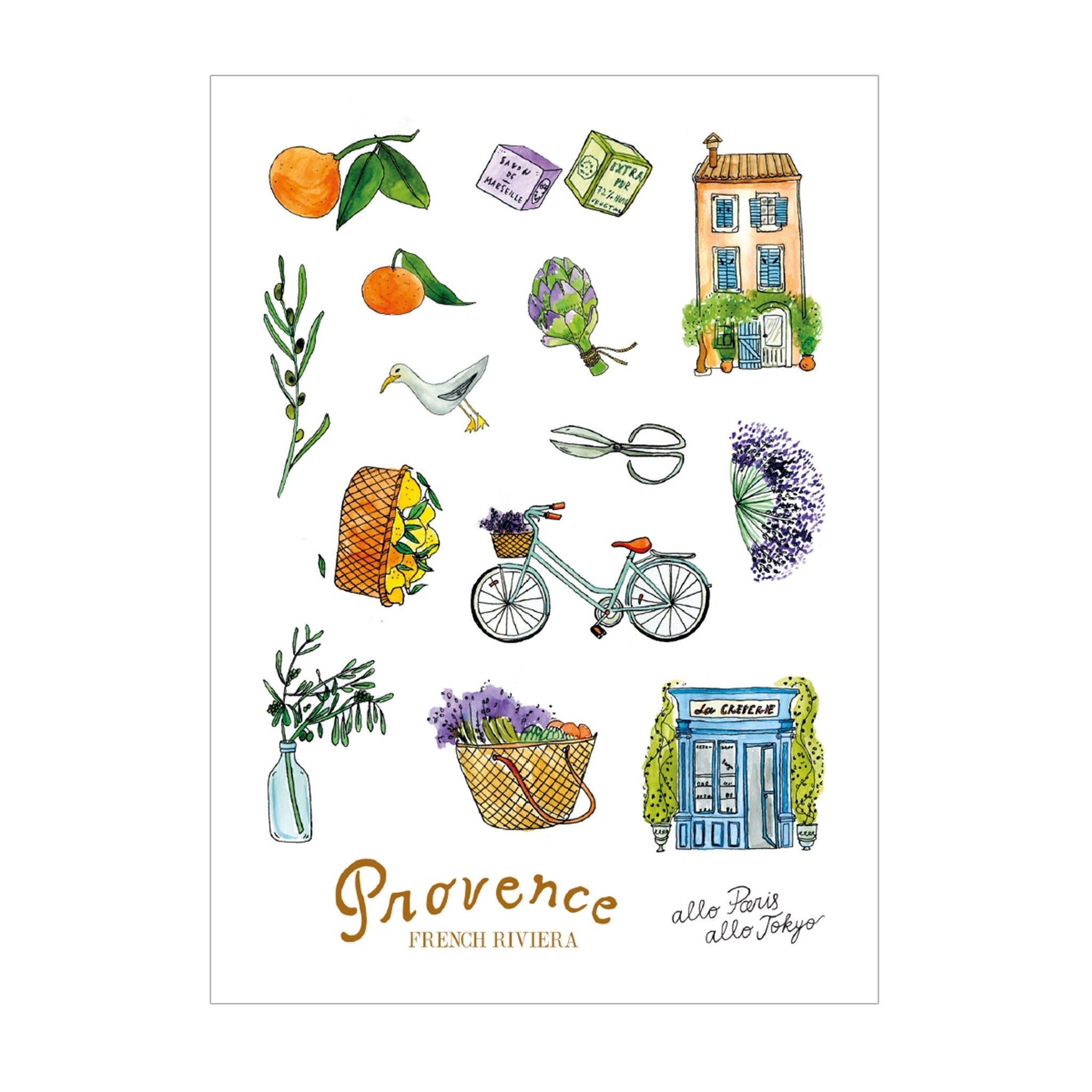 Užrašinė PROVENCE su originaliomis, Prancūzijos kultūros įkvėptomis iliustracijomis + lipdukai - OBUOLYS