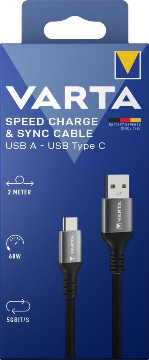 Varta Speed Charge & Sync Cable USB A - USB Type C 57935 laidas - OBUOLYS