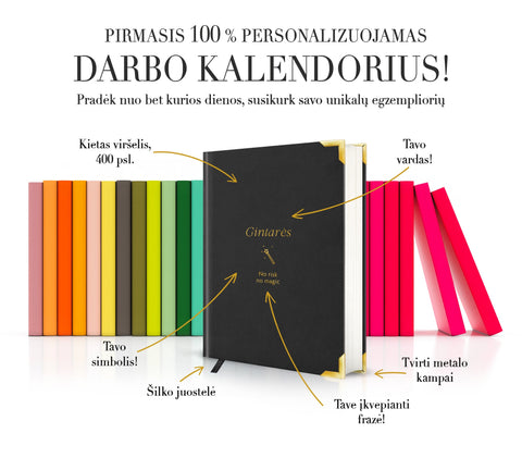 Pirmasis 100 % personalizuojamas DARBO KALENDORIUS  (Knygos su defektais)