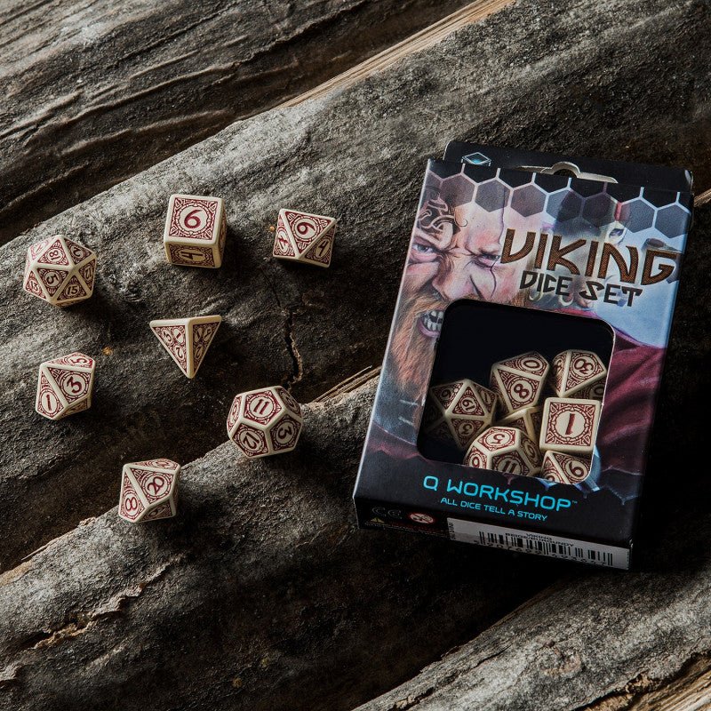 Viking kauliukų rinkinys smėlio ir bordinės spalvos - OBUOLYS