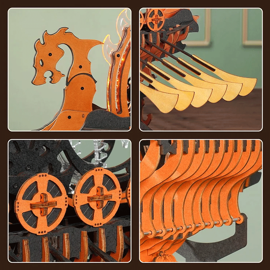 VIKINGŲ LAIVAS: 3D medinė dėlionė mechanikos entuziastams - OBUOLYS