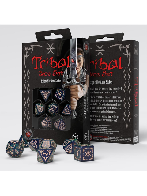 Tribal kauliukų rinkinys Blue-green & Beige Q-WORKSHOP