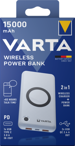 Varta Wireless Power bank-charger Energy 15000mAh 57908 išorinė baterija (powerbank)-pakrovėjas
