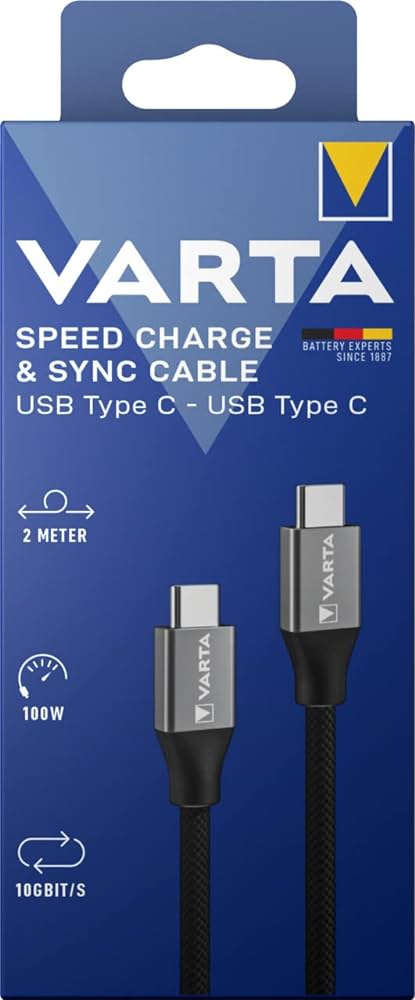 Varta Speed charge & sync cable USB Type C to type C 57936 laidas