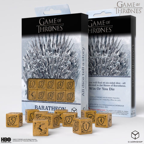 Game of Thrones. Baratheon kauliukų rinkinys 10xD6 Q-WORKSHOP