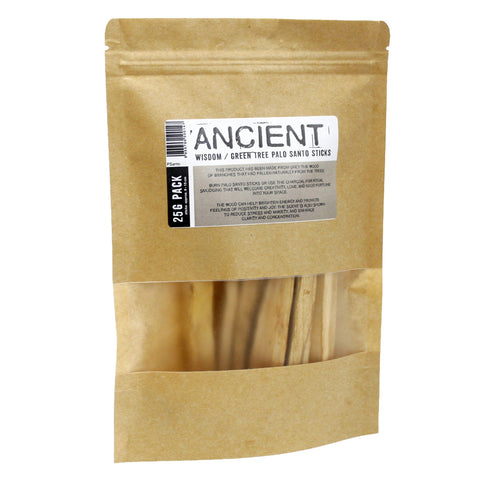 Žaliojo medžio Palo Santo lazdelės smilkymui 25g Ancient Wisdom - OBUOLYS