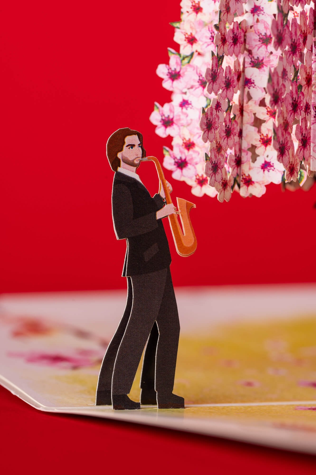ŽYDINTI SAKURA: išskirtinio grožio 3D pop - up atvirukas + vokas - OBUOLYS