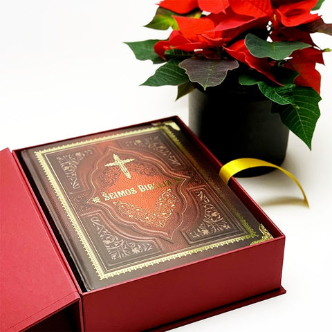 VYNO SPALVOS DOVANŲ DĖŽĖ: ypatingai kokybiška dėžė ŠEIMOS BIBLIJAI dovanoti ir laikyti