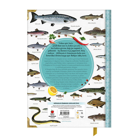 DIDŽIOJI ŽUVIES KNYGA: šimtai žuvų, žūklės patarimų + RECEPTAI – beveik 3 kg XXL spalvotai iliustruotoje knygoje