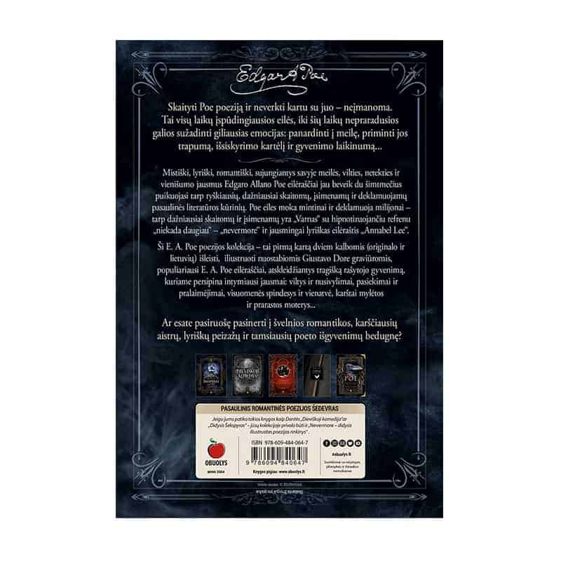 Edgar Allan Poe NEVERMORE: didysis iliustruotas poezijos rinkinys – anglų ir lietuvių kalbomis! - OBUOLYS